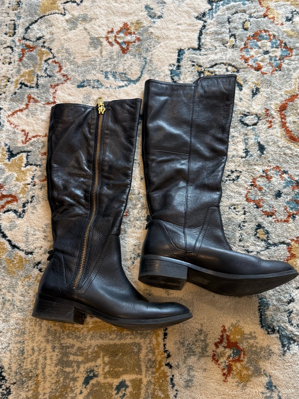 Aldo Black Boots with Gold Zip Detail